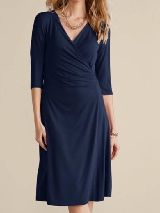 Soft Surroundings Dresses & Skirts - NEW - SOFT SURROUNDINGS Navy Blue Hyannis Dress, Surplice, Medium Petite